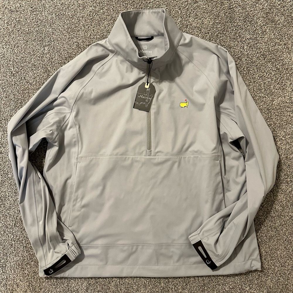 2023 Masters Golf 1/4 Zip Rain Jacket Gray Men’s Large